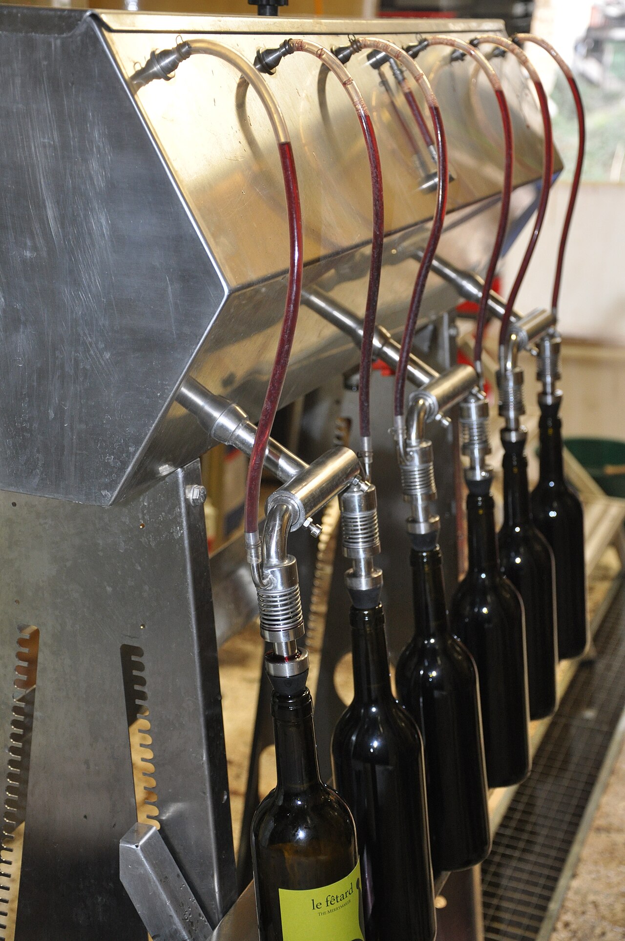 Bottling machine filling bottles