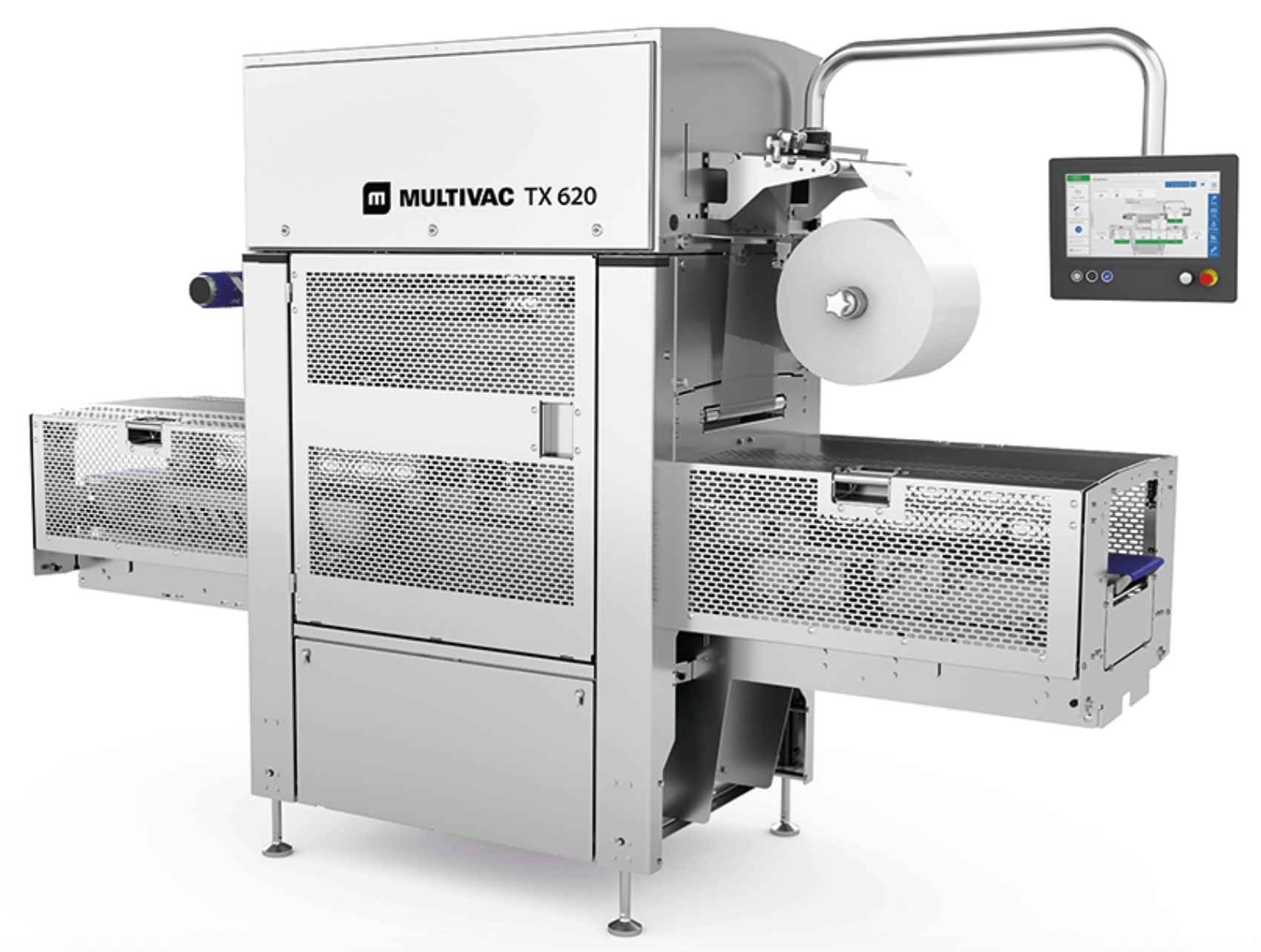 Industrial heat sealing machine securing packaging material