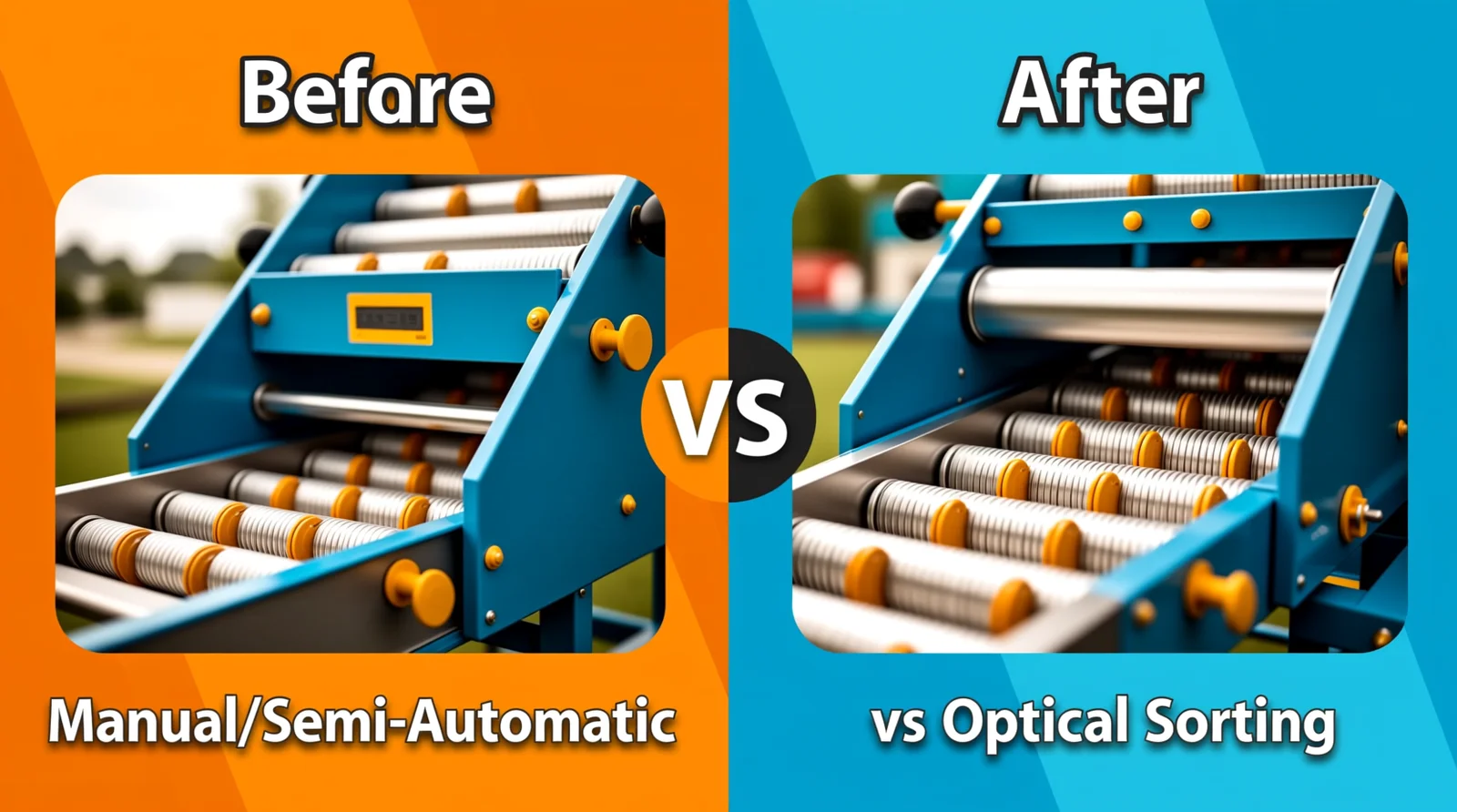 Before vs. After: Operational Comparison (Manual/Semi-Automatic vs. Optical Sorting)