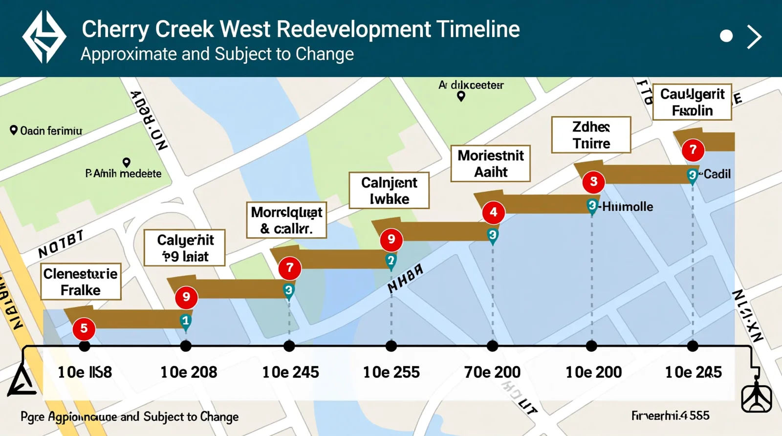 Cherry Creek West Redevelopment Timeline (Approximate and Subject to Change)