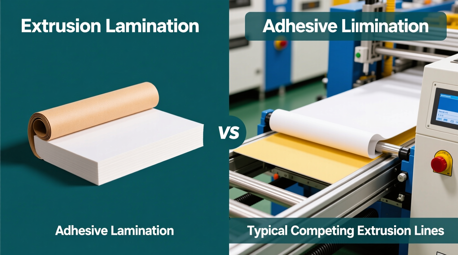 Comparison: Extrusion Lamination vs Adhesive Lamination and Typical Competing Extrusion Lines