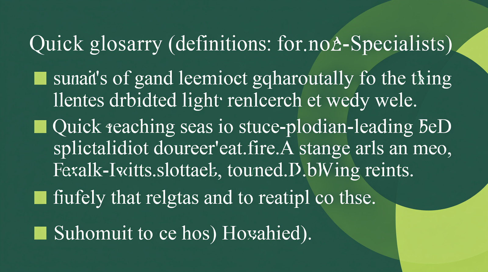 Quick glossary (definitions for non-specialists)