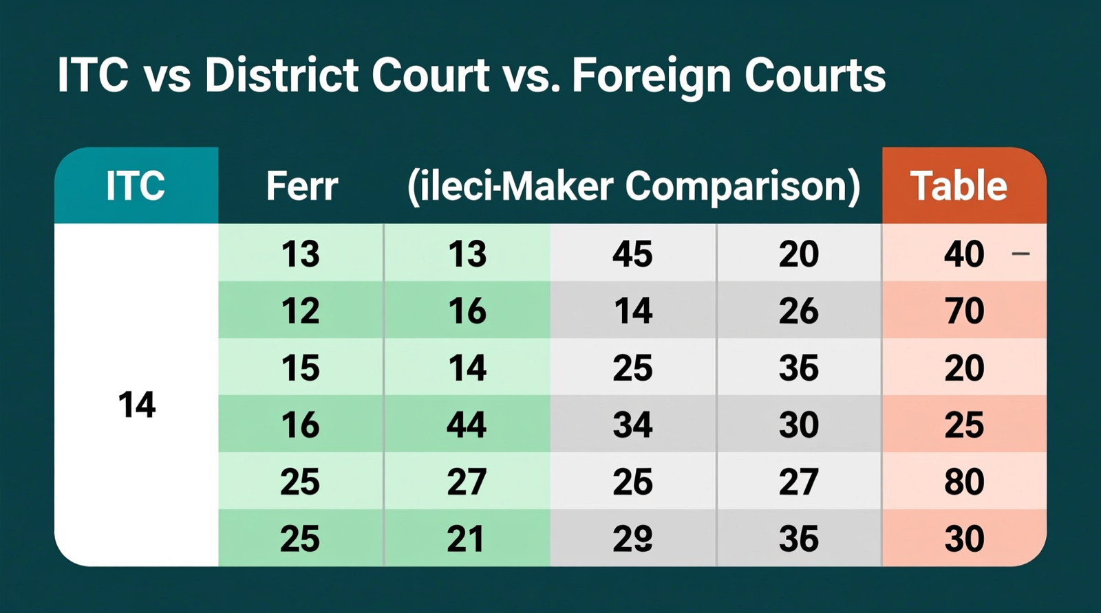 ITC vs. District Court vs. Foreign Courts (Decision-Maker Comparison Table)
