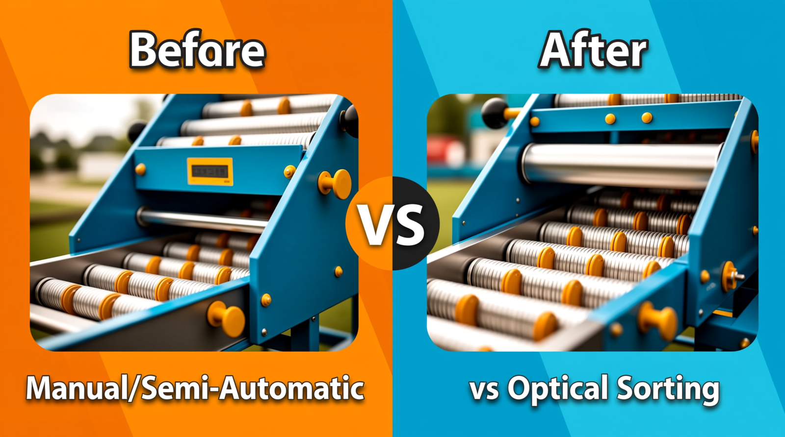 Before vs. After: Operational Comparison (Manual/Semi-Automatic vs. Optical Sorting)