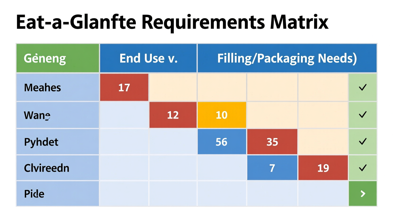 At-a-Glance Requirements Matrix (End Use vs. Filling/Packaging Needs)