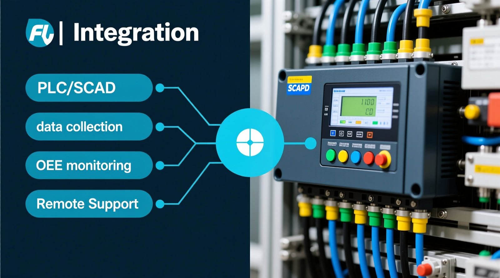 Line integration and digitalization: PLC/SCADA, data collection, OEE monitoring, and remote support
