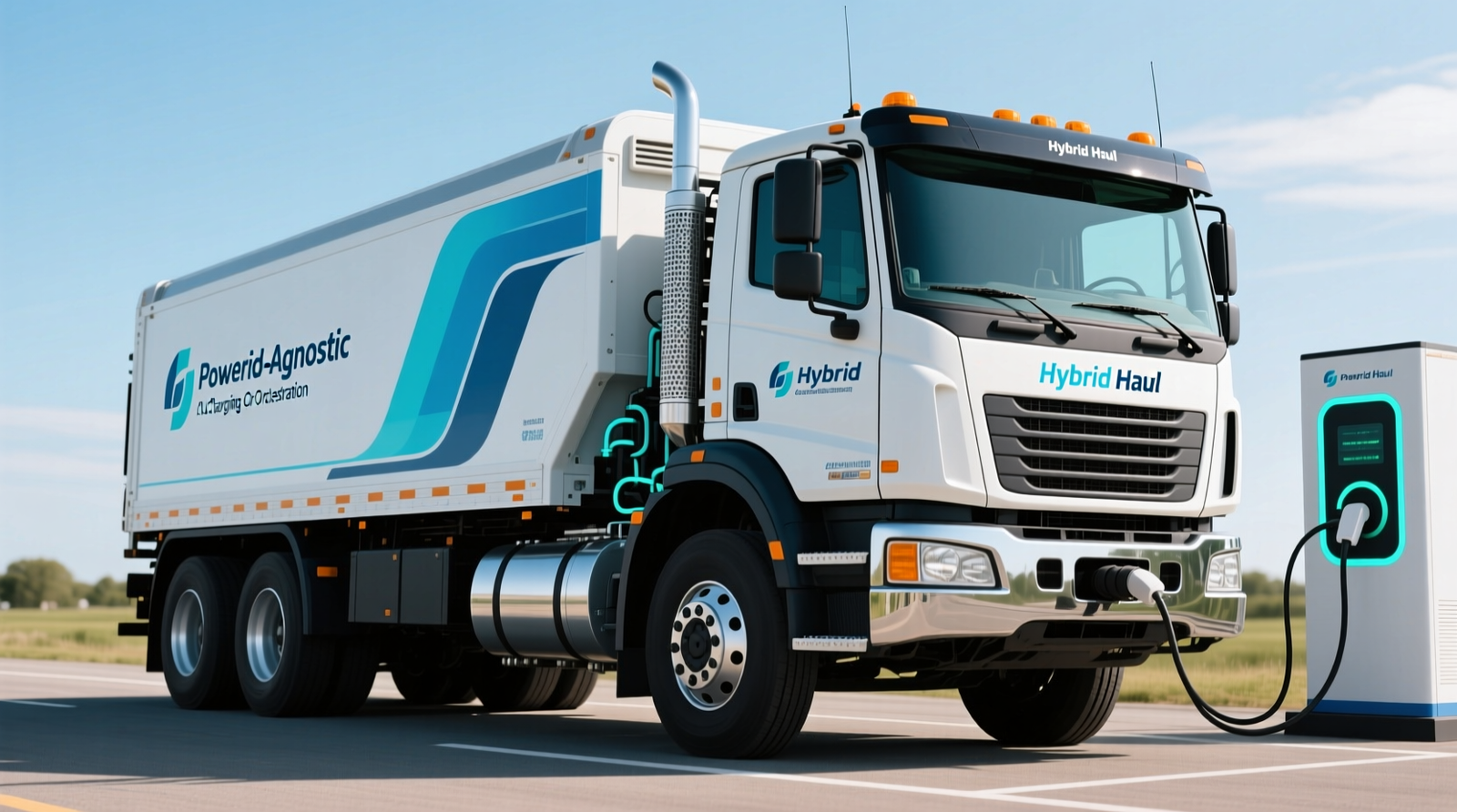 Electric or Hybrid Haul Trucks: Powertrain-Agnostic Autonomy and Charging Orchestration