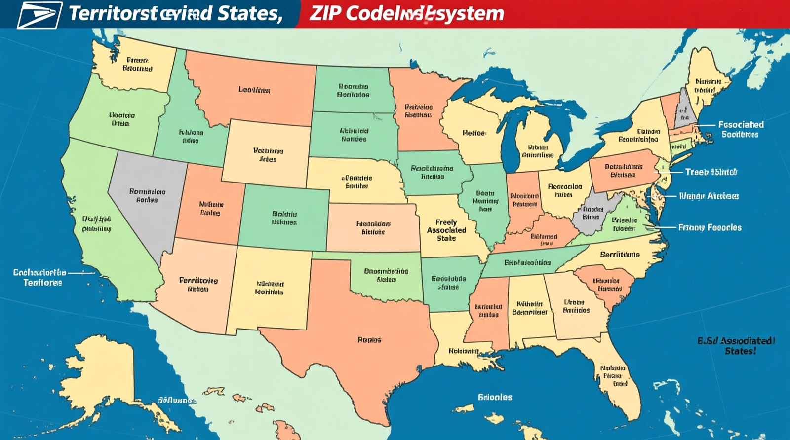 U.S. Federal District, Territories, and Freely Associated States in the USPS ZIP Code System