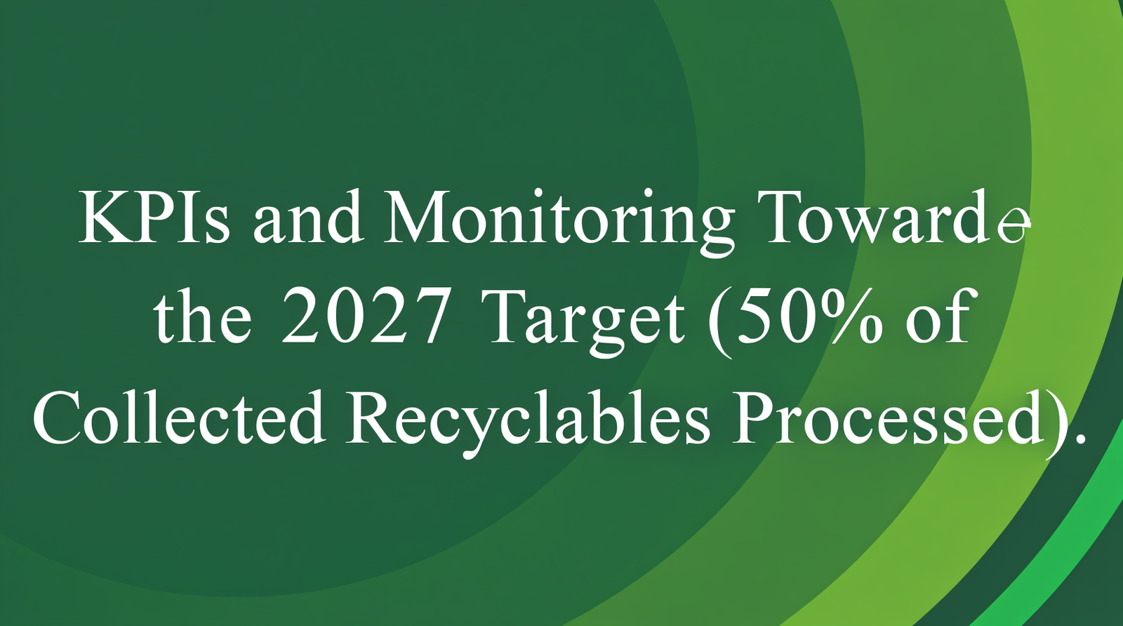 KPIs and Monitoring Toward the 2027 Target (50% of Collected Recyclables Processed)